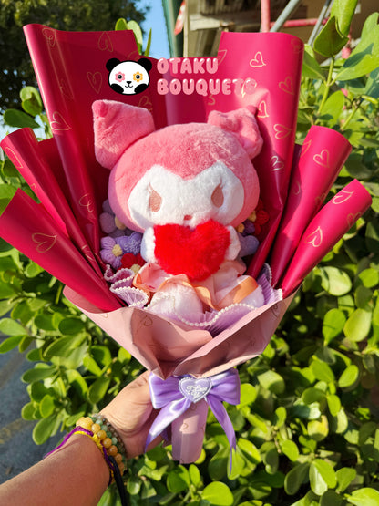 Valentine Kuromi Heart Plushie Bouquet Gift