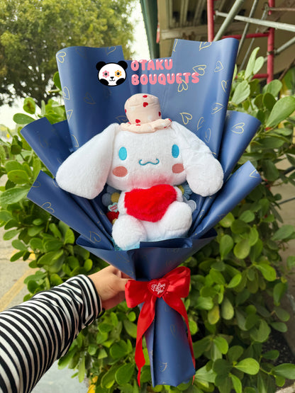 Cinnamon Valentine Blue Heart Plushie Bouquet Gift