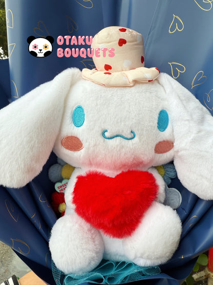 Cinnamon Valentine Blue Heart Plushie Bouquet Gift