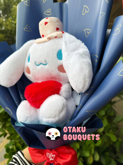 Cinnamon Valentine Blue Heart Plushie Bouquet Gift