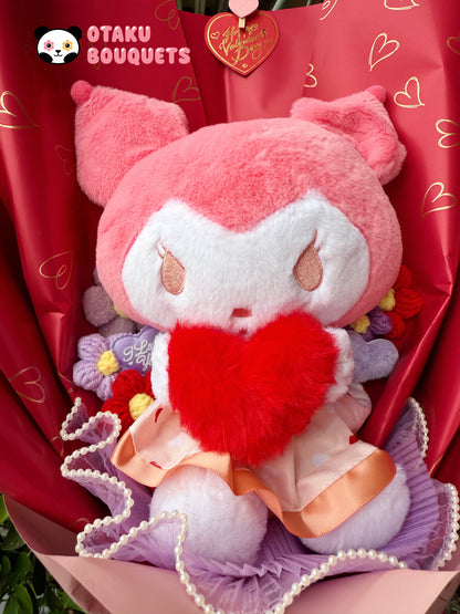 Valentine Kuromi Heart Plushie Bouquet Gift