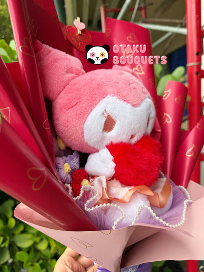 Valentine Kuromi Heart Plushie Bouquet Gift