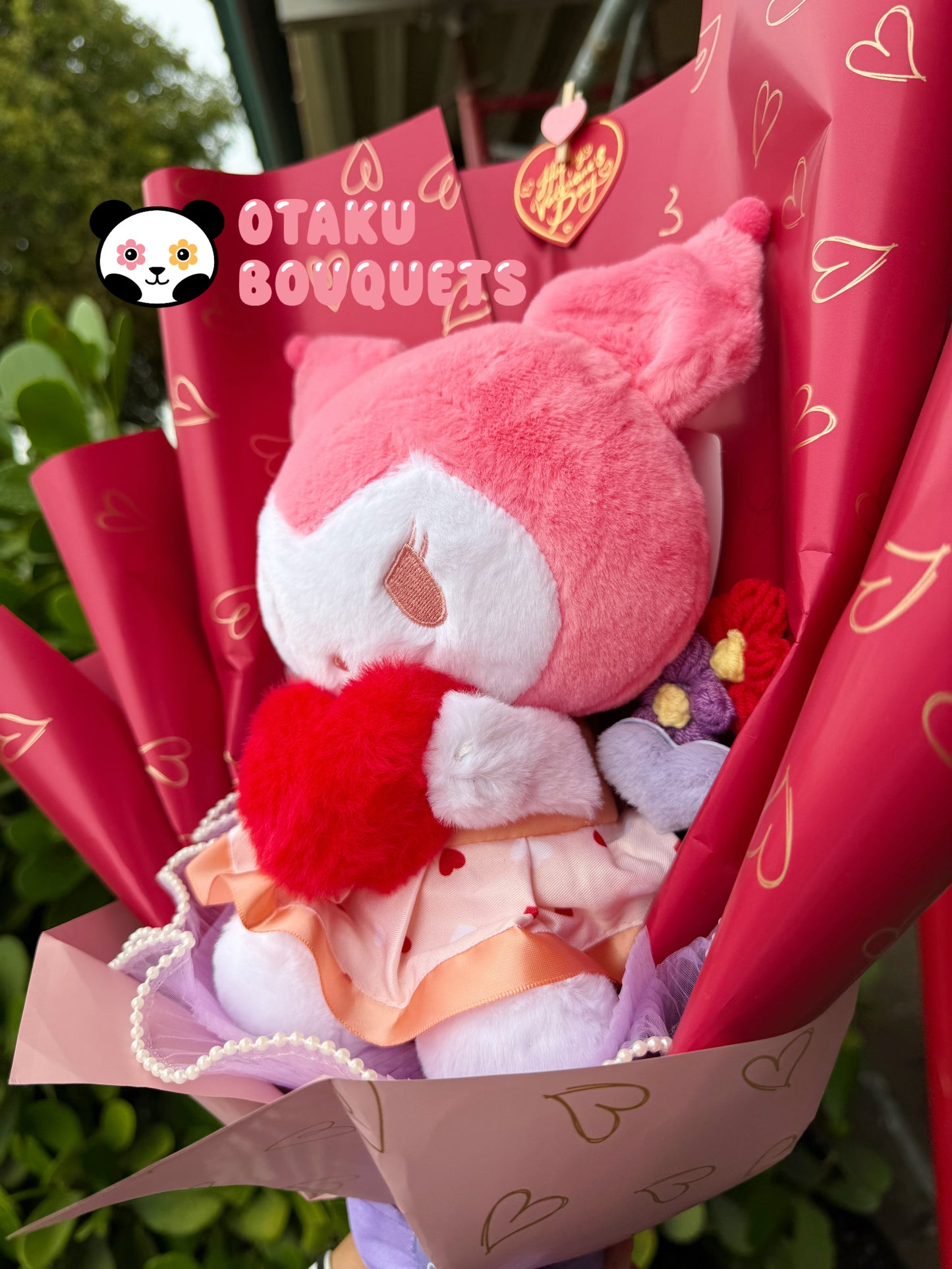 Valentine Kuromi Heart Plushie Bouquet Gift