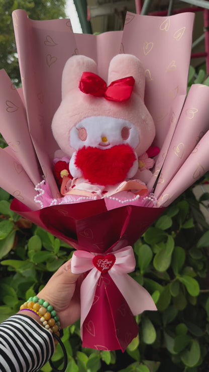 Melody Valentine Blue Heart Plushie Bouquet Gift