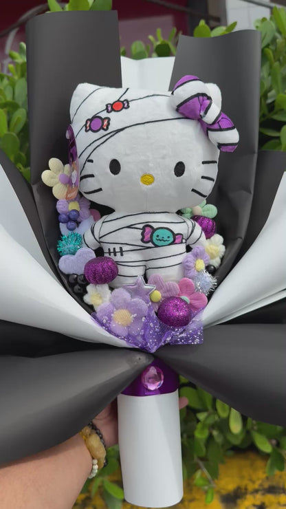 hello kitty halloween Spooky purple mummy plush bouquet